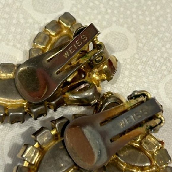 VTG WEISS Pink Aurora Borealis Rhinestone EARRINGS - Picture 10 of 11